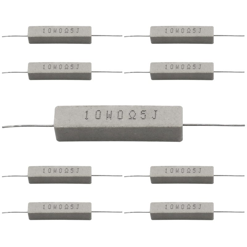 Dimlove 10 PCS 10w 0.5 Ohm 5% Axial Lead Wire Resistors - White Wound Fixed Ceramic Cement Power Resistors with Horizontal Mounting and Flame/Heat/Moisture Resistance - Image 2
